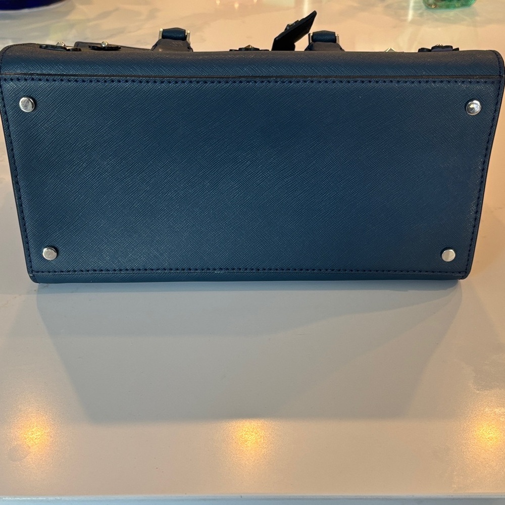 Kate Spade Cameron Flower Navy Medium Satchel with Crossbody strap - Picture 8 of 16